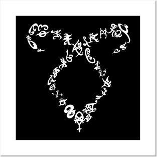 Shadowhunters rune / The mortal instruments - Angelic power rune shape with runes (white) - Parabatai - gift idea Posters and Art